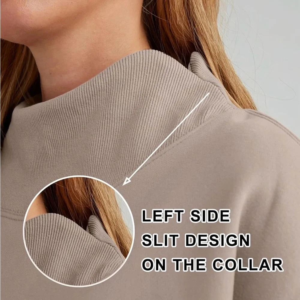 Cozy Cowl Neck Sweatshirt - Coffee Gray/Taupe - Picture 4 of 4